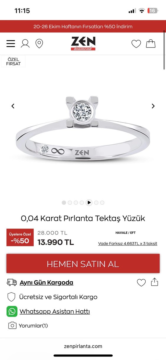 Parlak Taşlı Kadın Yüzük - ZEN - Görsel 2