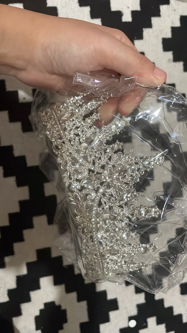 Gri Beyaz Payetli Gelin Tacı - Görsel 2