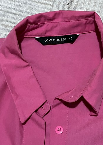 Pembe Düğmeli Uzun Kollu Gömlek - Görsel 2