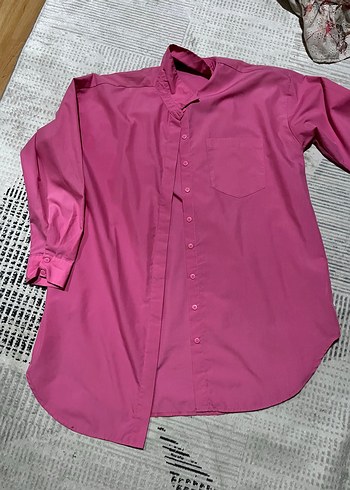 Pembe Düğmeli Uzun Kollu Gömlek - Görsel 3