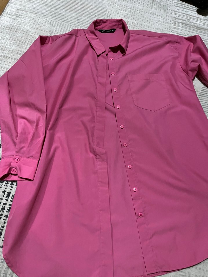 Pembe Düğmeli Uzun Kollu Gömlek - Görsel 4