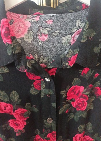 Çiçek Desenli Siyah Uzun Kollu elbise - Görsel 4