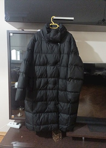 Düğmeli Siyah Kadın Uzun Kışlık Mont - Görsel 3