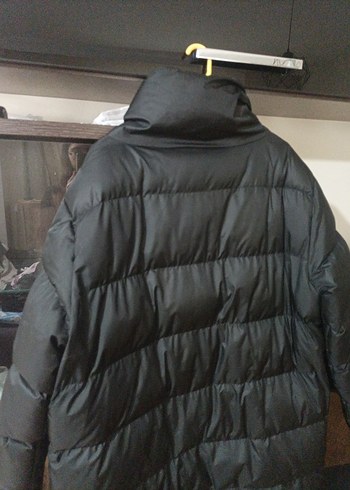 Düğmeli Siyah Kadın Uzun Kışlık Mont - Görsel 6