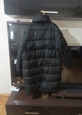 Düğmeli Siyah Kadın Uzun Kışlık Mont - Görsel 5