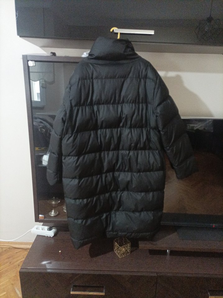 Düğmeli Siyah Kadın Uzun Kışlık Mont - Görsel 5