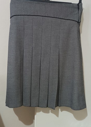 Gri Pilili Midi Kadın Etek - Görsel 4