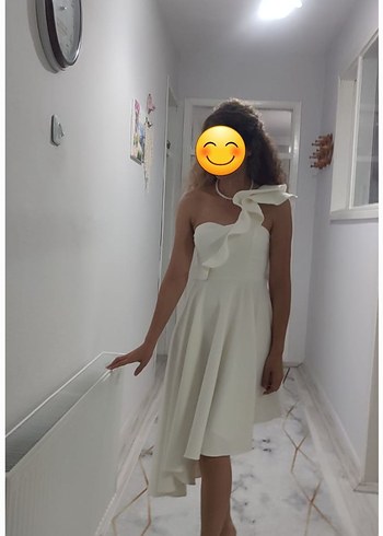 Trendyol & Milla Beyaz Midi Mini Gelinlik