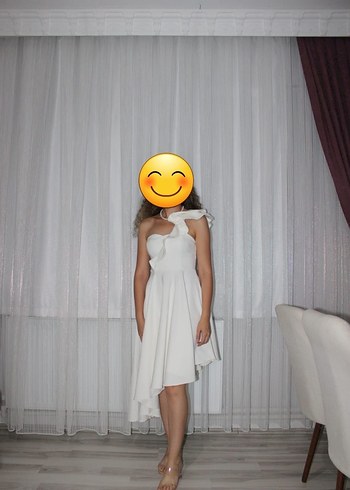 Beyaz Midi Mini Gelinlik