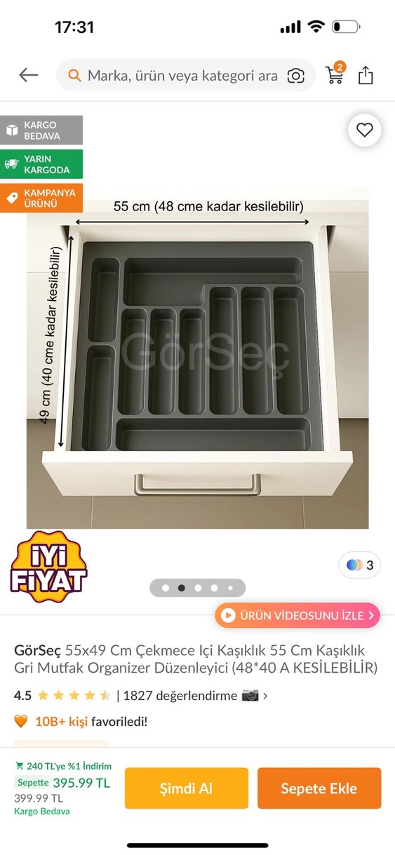 Nakışlı Vintage Kırmızı Supla ve çekmece içi kaşıklık - Görsel 2