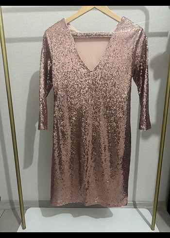 Simli Uzun Kollu Midi Abiye Elbise - Görsel 2