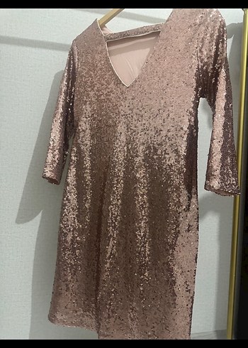 Simli Uzun Kollu Midi Abiye Elbise - Görsel 3