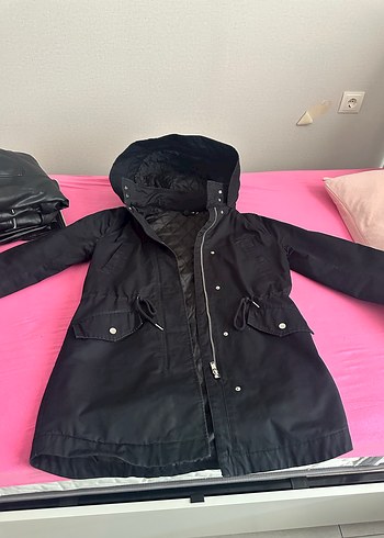 Siyah Düğmeli Günlük Kadın parka Ceket - Görsel 2