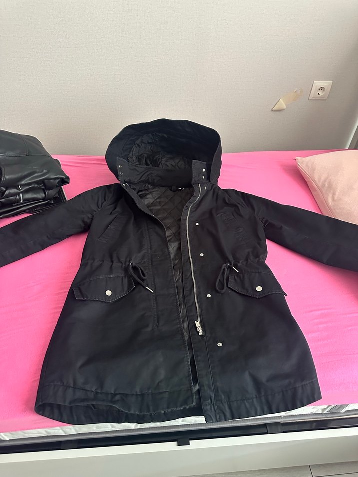 Siyah Düğmeli Günlük Kadın parka Ceket - Görsel 2