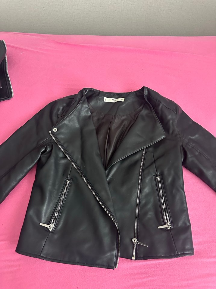 Mango Kadın Siyah Deri Biker Ceket - Görsel 2