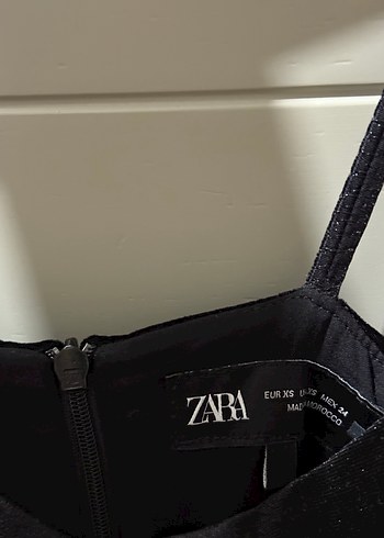 Zara Siyah Straplez Midi Elbise