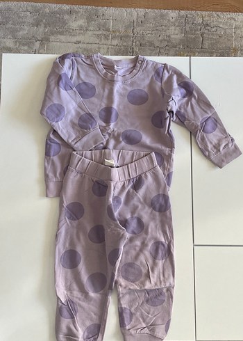 Mor Puantiyeli Bebek Kız Takımı Uzun Kollu