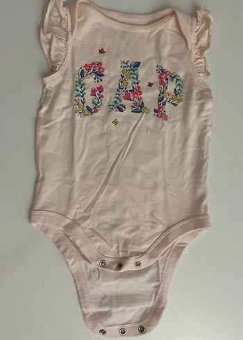 Pembe Çiçek Baskılı Kız Bebek Kolsuz Body - Görsel 2