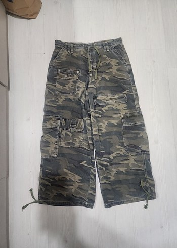 BDG Unisex Kamuflaj Desenli Bol Kesim Kot Pantolon Super Baggy