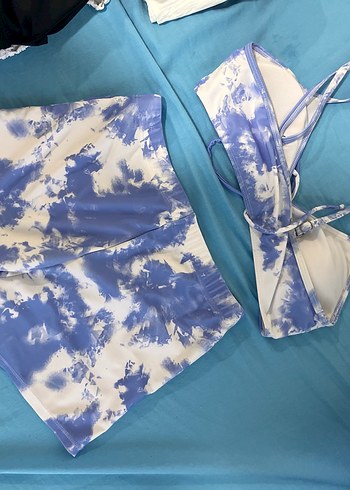 Diğer Mavi Batik Desenli Mini Bikini Takım