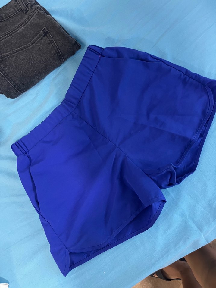 Saten Parlak Mavi  Mini Şort deniz şortu - Görsel 2