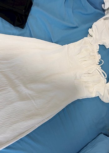 Beyaz Bohem Midi A-Line elbise