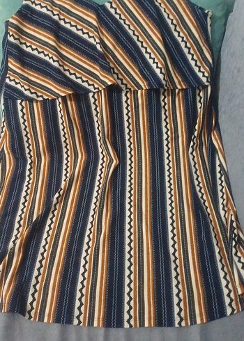 Çizgili Pilili Uzun Hamile Etek - Görsel 2