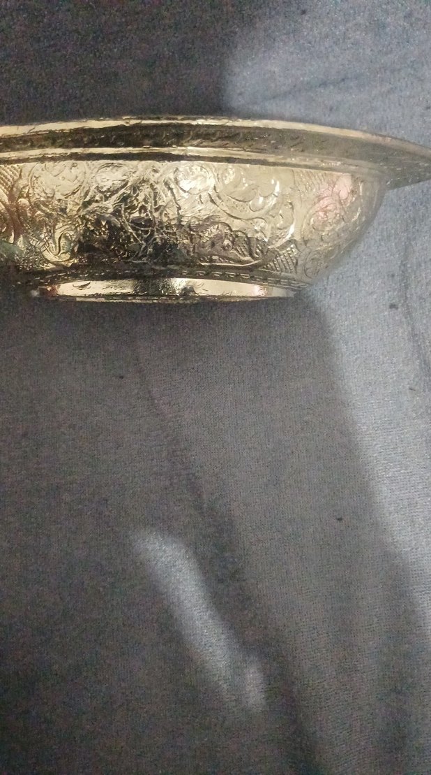 gumüş Renkli Yılan Desenli Klasik Tabak - Görsel 3