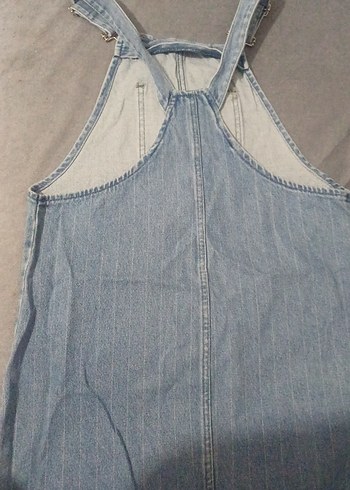 Kadın Gri Mavi Kot Tulum Midi Boy - Görsel 4