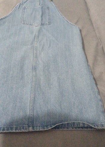 Kadın Gri Mavi Kot Tulum Midi Boy - Görsel 3