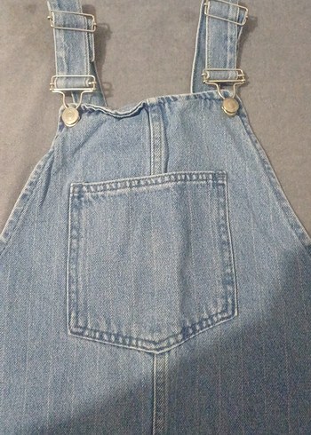 Kadın Gri Mavi Kot Tulum Midi Boy - Görsel 2