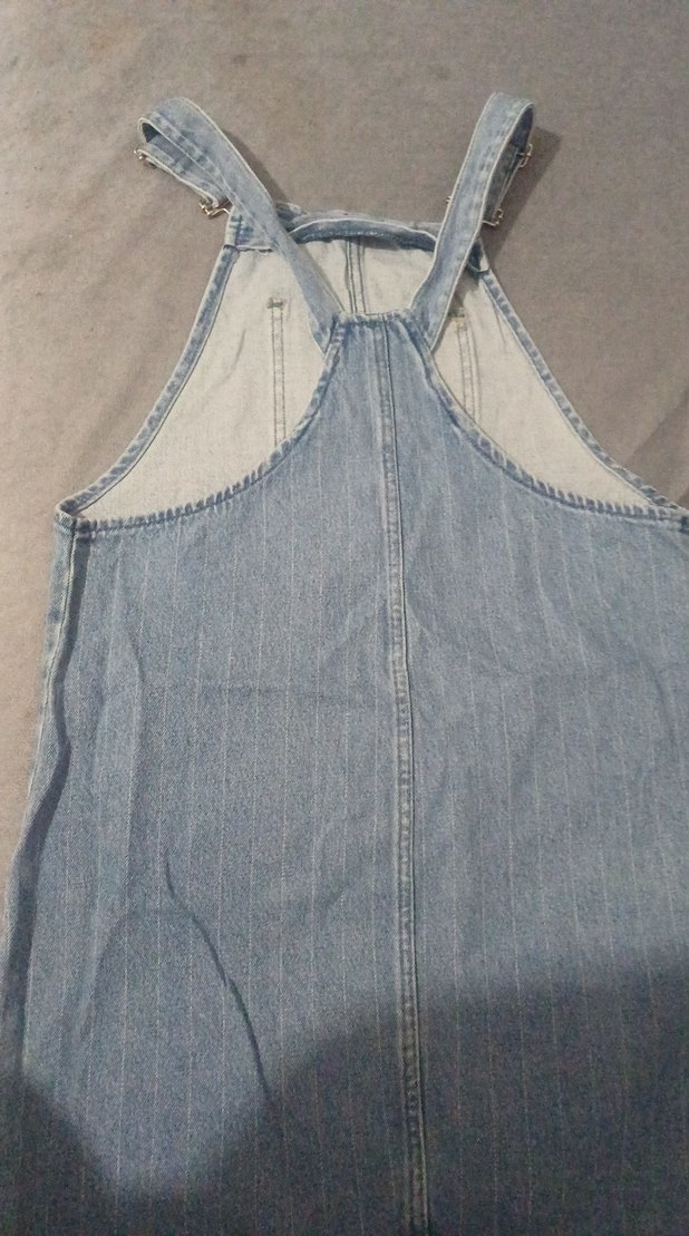 Kadın Gri Mavi Kot Tulum Midi Boy - Görsel 4