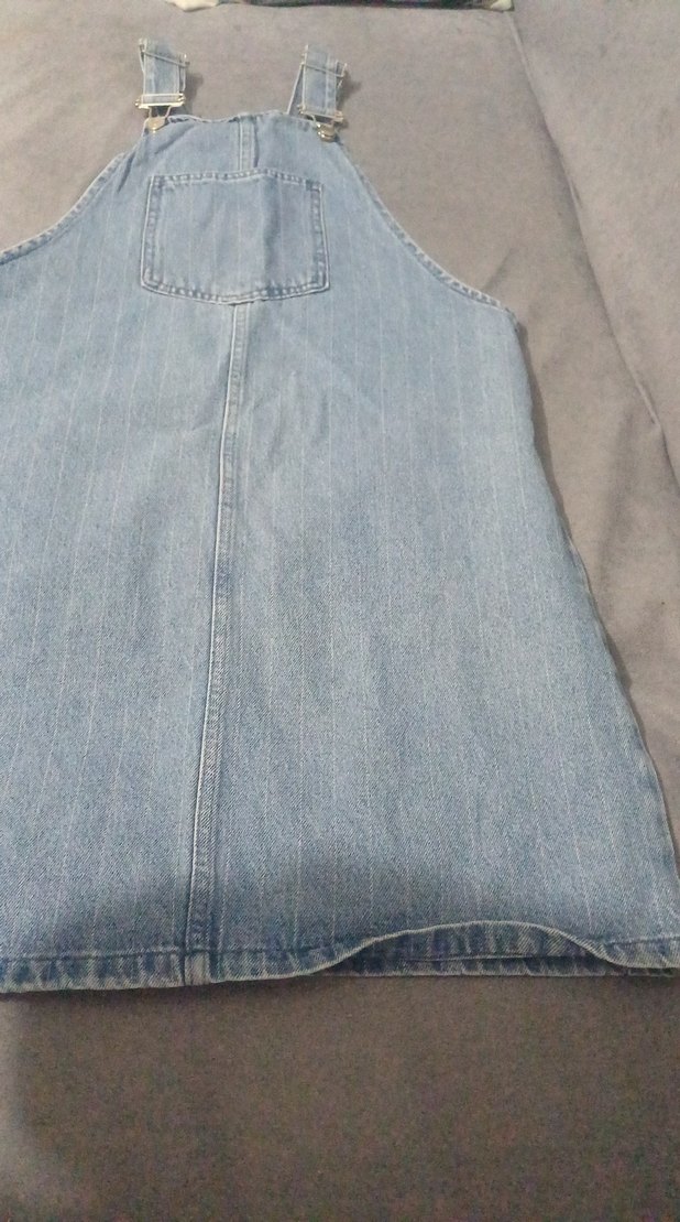 Kadın Gri Mavi Kot Tulum Midi Boy - Görsel 3