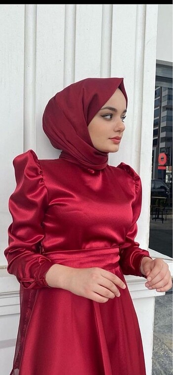 36 Beden bordo Renk Tesettür abiye elbise