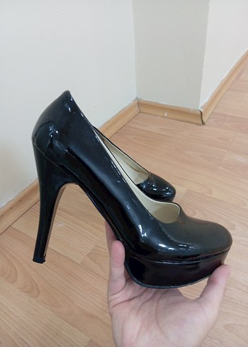 Siyah Parlak Yılan Desenli Stiletto - Görsel 2