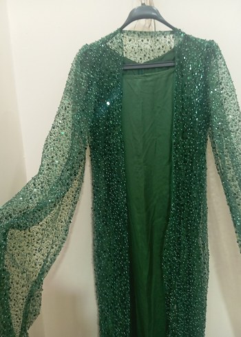 Yeşil Parlak uzun kollu yöresel elbise - Görsel 3