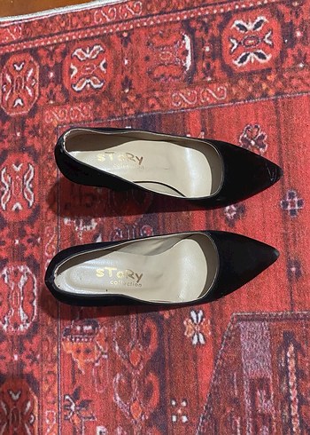 Siyah Süet Kadın Topuklu Ayakkabı - Görsel 5