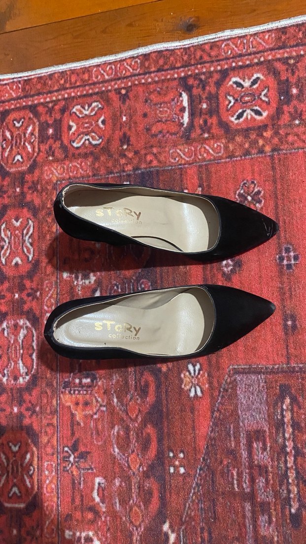 Siyah Süet Kadın Topuklu Ayakkabı - Görsel 5