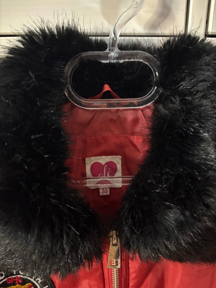 Kırmızı Kürk Detaylı Bomber Ceket - Görsel 4