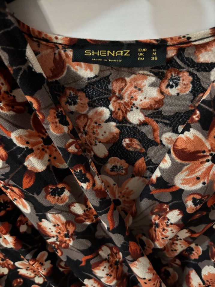 Kahverengi Çiçek Desenli Bohem Elbise - Görsel 4