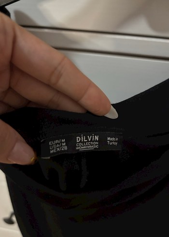 Siyah Drapeli V Yaka Midi Elbise - Görsel 3