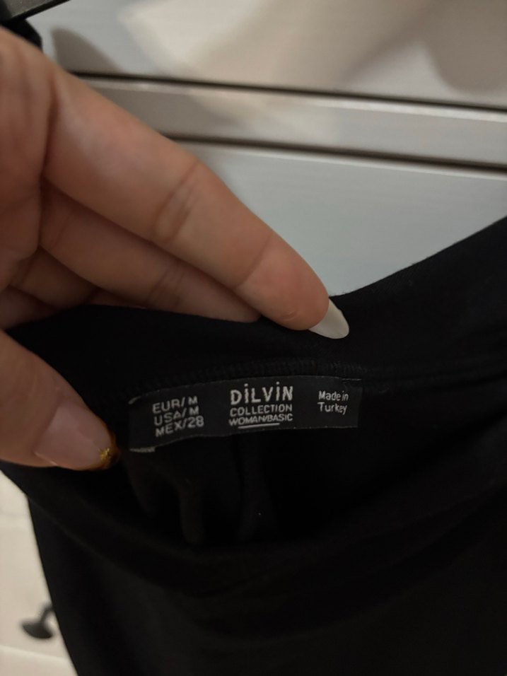 Siyah Drapeli V Yaka Midi Elbise - Görsel 3