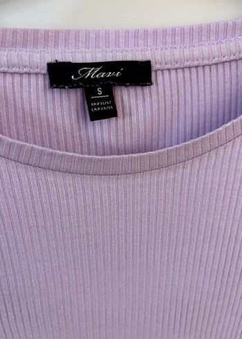 Mor Kısa Kollu Fitilli Tişört - Görsel 3