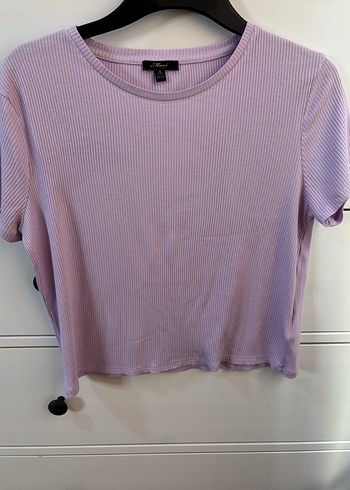 Mor Kısa Kollu Fitilli Tişört - Görsel 2