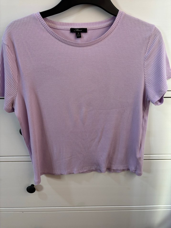 Mor Kısa Kollu Fitilli Tişört - Görsel 2