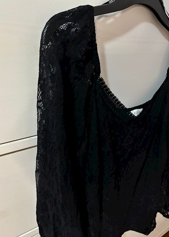 Dantelli Siyah Uzun Kollu Bluz - Görsel 2