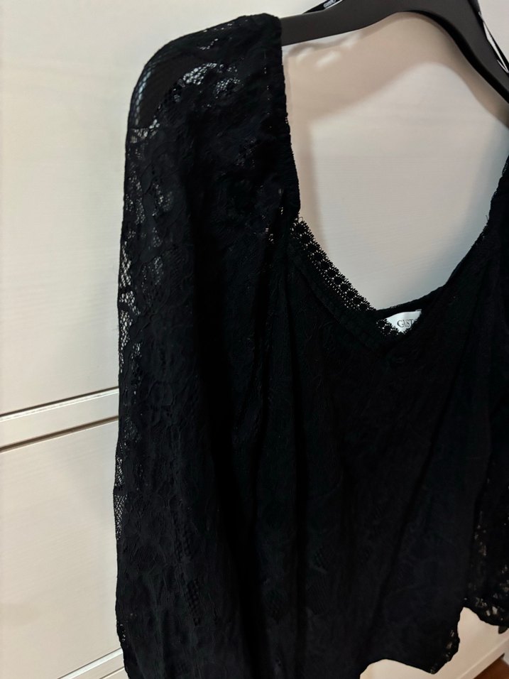 Dantelli Siyah Uzun Kollu Bluz - Görsel 2