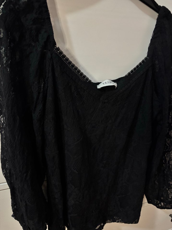 Dantelli Siyah Uzun Kollu Bluz - Görsel 4