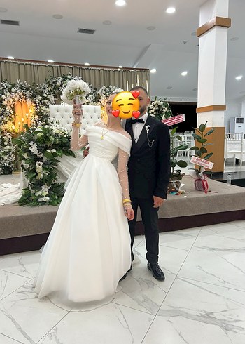 38 Beden beyaz Renk Modern Klasik Prenses Gelinlik