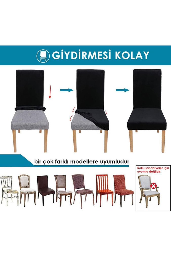 6 adet Modern Klasik Sandalye Kılıfı - Görsel 4